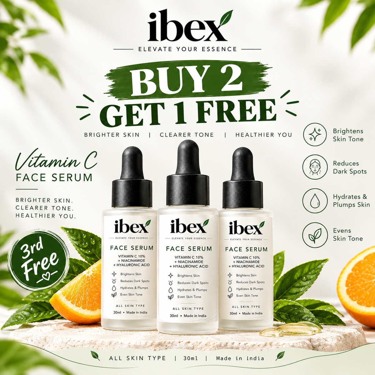 Ibex Vitamin C Glow Serum Buy 2 get 1 Free